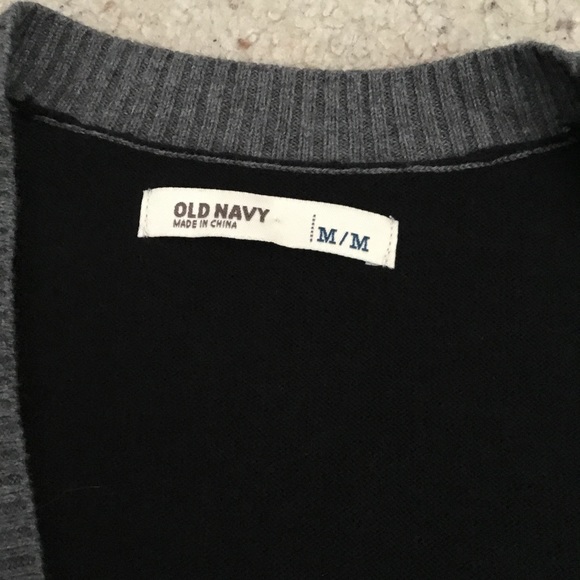 Old Navy Black Cardigan with Grey Trim M - Picture 3 of 5